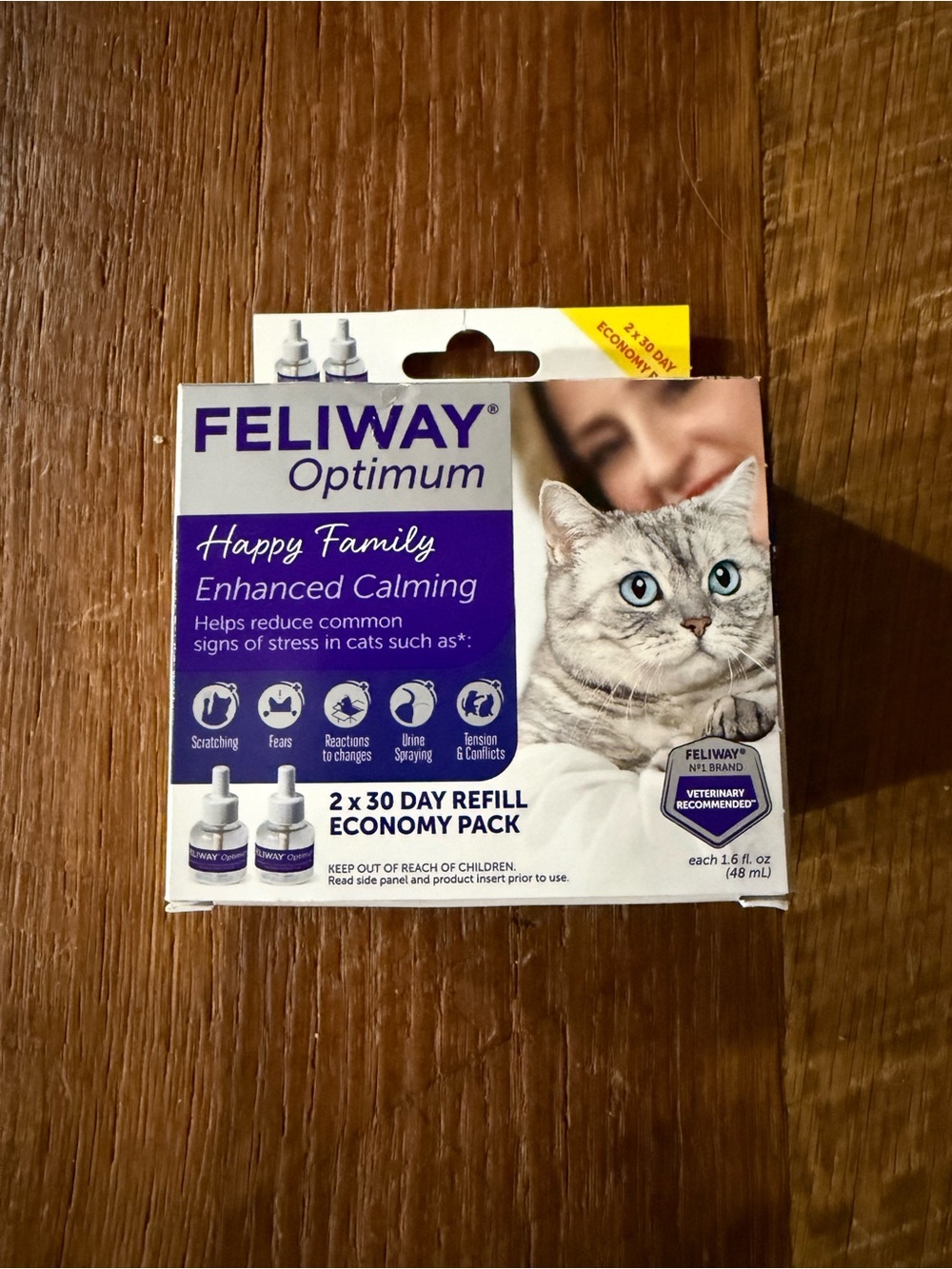 NIB Feliway Optimum Happy Family Enhanced Calming 2 Pack Refill